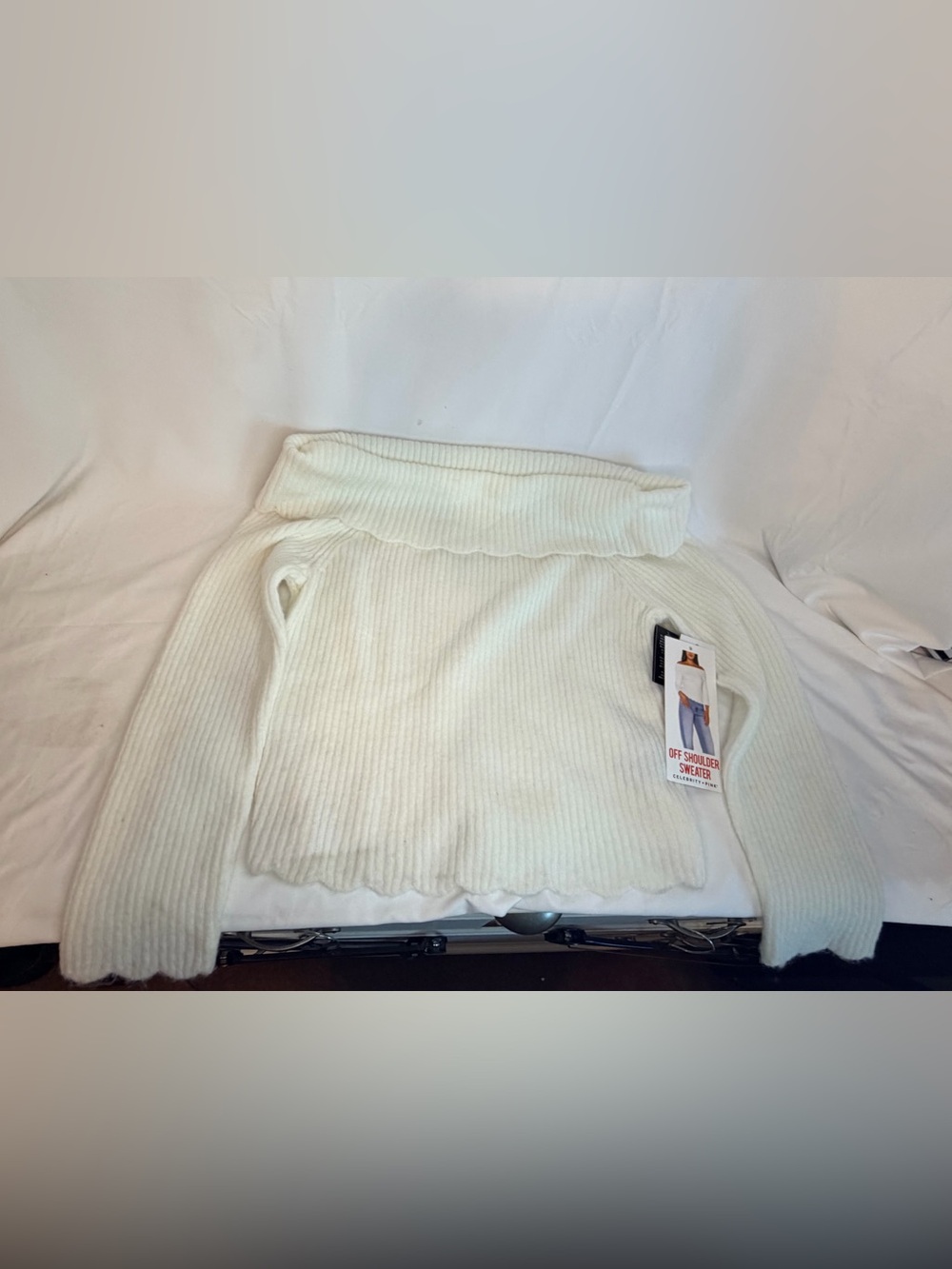 Celebrity Pink Off Shoulder Sweater-Cream-sz L